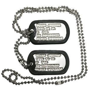 原品美军狗牌身份牌定制军牌不锈钢冲压凹版DOGTAG士兵牌项链包邮