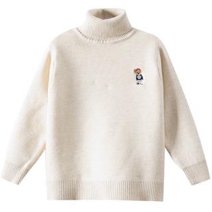 儿童装冬季加厚一体绒高领打底毛衣2025新款男童秋冬洋气针织线衣