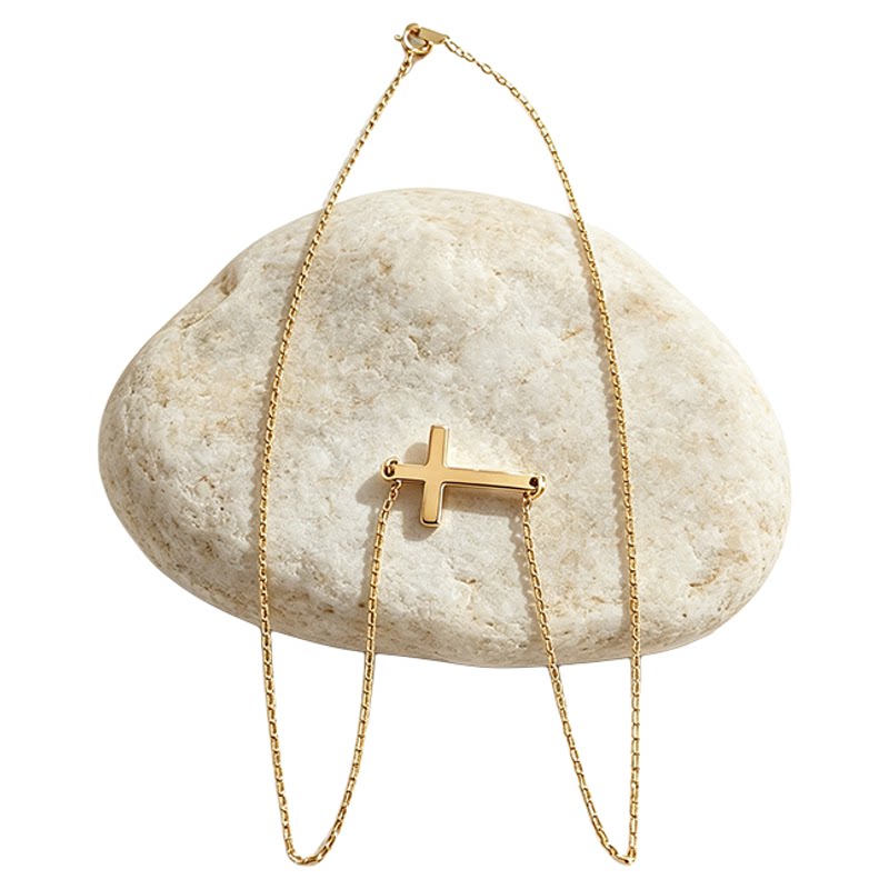 简约14K包金十字架锁骨链女款