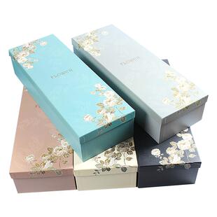 高档鲜花礼盒包装盒玫瑰盒花束加厚套二长方形花店装花鲜花盒空盒