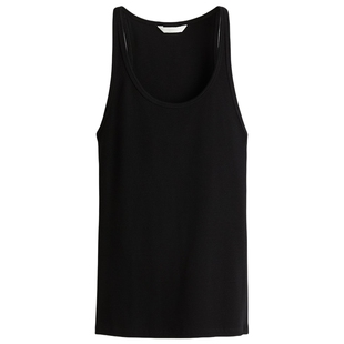 HM女装背心冬季低领口简约柔软圆领罗纹针织背心1294171