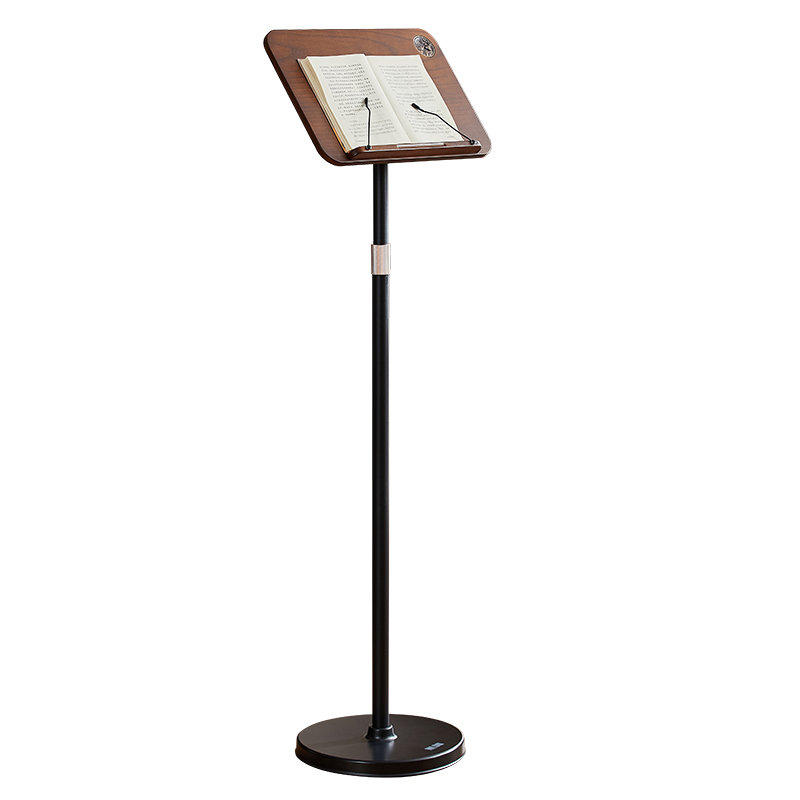 实木加厚可调节阅读架教室书房客厅落地乐谱架学生读书架轻奢复古伸缩书架无痕夹书放书本平板支撑架书立看书