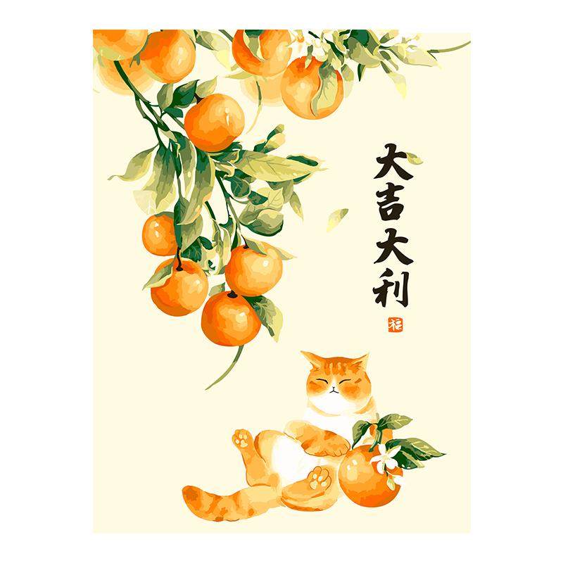 自油自画DIY数字油画猫咪如意