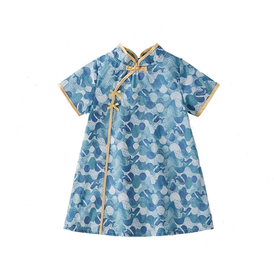女童新中式旗袍短袖夏季连衣裙