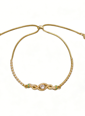 轻奢金色灵蛇锆石手链女百搭礼物