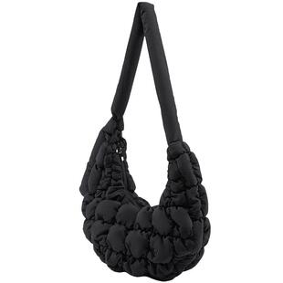 李宁云朵斜挎包男女春夏新款大容量轻盈绑带休闲通勤饺子包单肩包