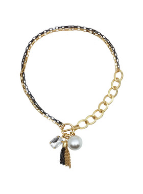 甜酷女孩风流苏珍珠项链