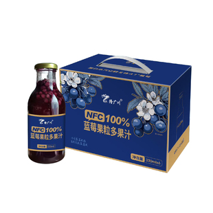 小兴安岭特产隆广川蓝莓果粒多果汁100%NFC蓝莓汁330ml*6瓶包邮