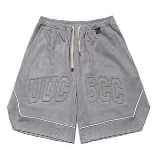 UUCSCC夏季宽松嘻哈美式潮牌短裤麂皮绒压花休闲运动大码五分中裤