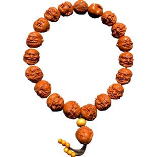 小籽十八罗汉手串桃核雕刻文玩男士桃木龙纹核桃核雕18罗汉橄榄核