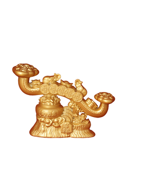 吉祥如意 新款如意聚宝盆装饰摆件金色礼品桌面摆件工艺品招财