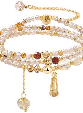 轻奢小众两戴黄色水晶手链女款