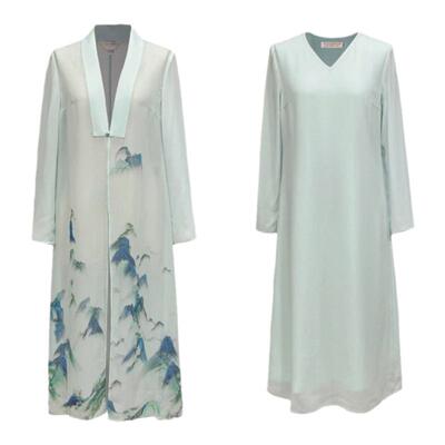 中国风100桑蚕丝舒适飘逸女套装