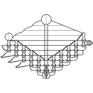 十一踩平身科斗拱CAD-清式重翘三昂三视图及分件尺寸图cad动态块