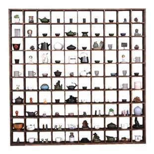 挂墙置物架博古架实木中式多宝格子壁挂式茶叶茶壶多宝阁墙上摆件