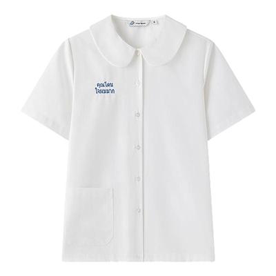 白色刺绣校园感圆领泰式衬衫女