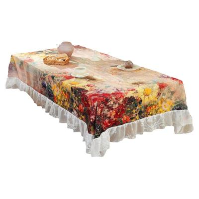 甜纯法式浪漫油画桌布蕾丝边时尚