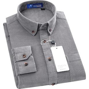 犸球保罗衬衫男长袖纯棉灯芯绒复古ins港风商务休闲宽松男士衬衣