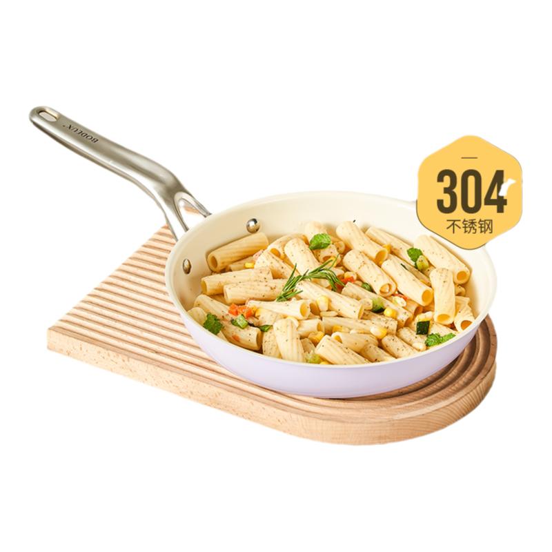 铂帝斯不锈钢不粘锅平底牛排煎锅烙饼锅家用煎蛋电磁炉燃气灶适用
