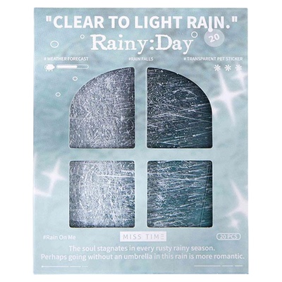透明雨水珠涟漪暴雨痕迹咕卡贴纸