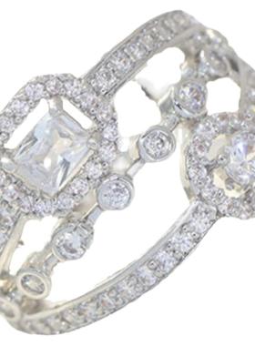 女锆石欧美简约戒指镶钻闪亮开口