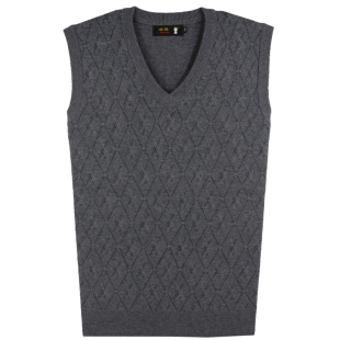 金兔新款男士羊毛背心 男士V领厚毛衣坎肩中年宽松针织衫男装马甲