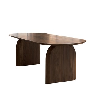 侘寂风实木餐桌日式椭圆饭桌北欧洽谈接待桌椅组合别墅吃饭桌子