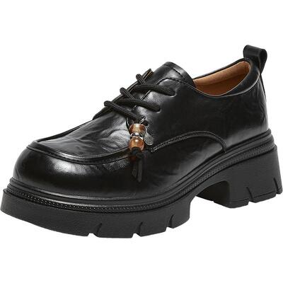 百思图2026春商场新款英伦风乐福鞋厚底牛津鞋皮鞋女单鞋BV022AM6