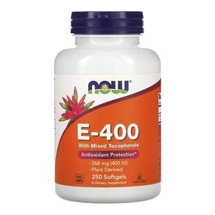 NOW诺奥天然维生素E-400胶囊含混合生育酚支持细胞机体抵抗血管系