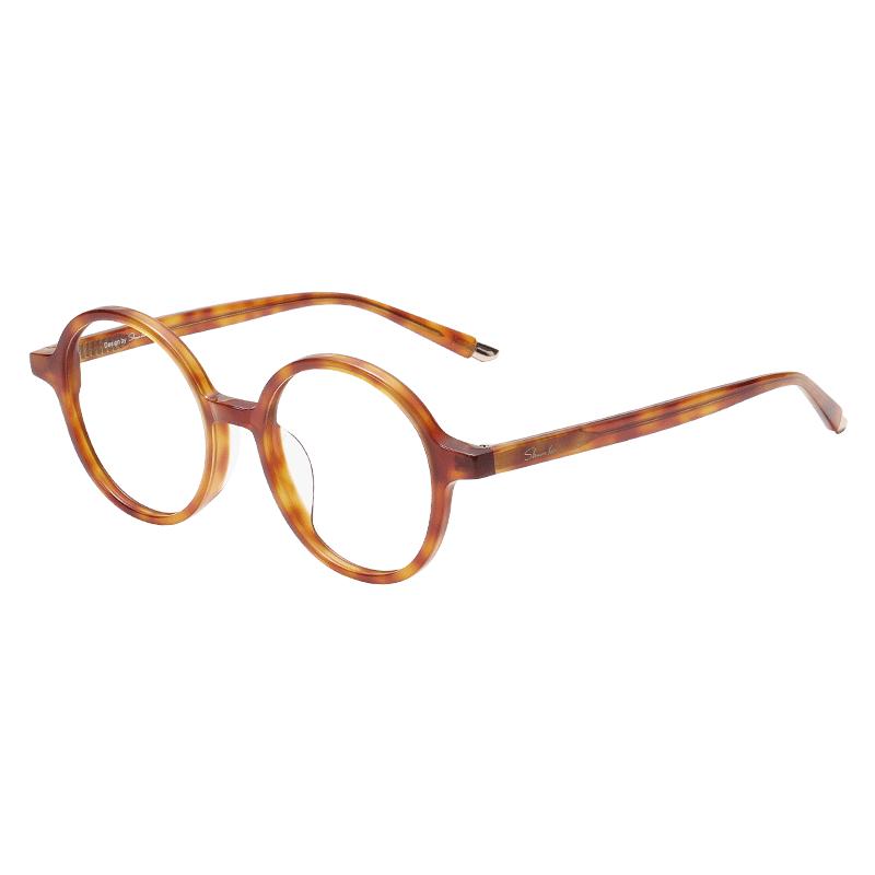 Shawnlee小众设计师韩版小圆框复古碎花橘玳瑁镜架可配近视小脸用