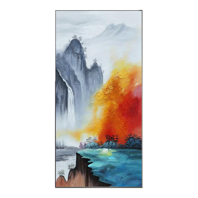 中式客厅挂画的简约卧室轻奢手绘油画肌理餐厅酒店走廊玄关装饰画