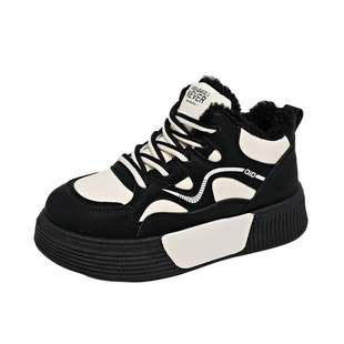 高帮鞋女款运动鞋冬季加绒棉鞋冬天时尚休闲高腰板鞋厚底雪地冬鞋