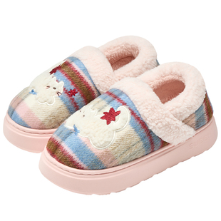 可爱棉拖鞋女款冬季2025新款室内居家居防滑保暖毛绒情侣棉鞋包跟