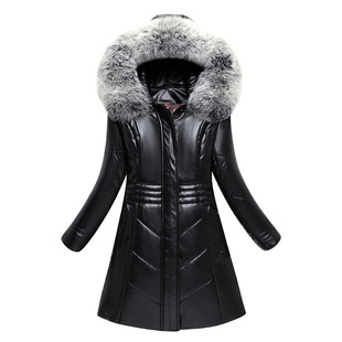 2025新款真皮羽绒服女长款海宁皮衣加绒加厚妈妈冬装皮草外套大码