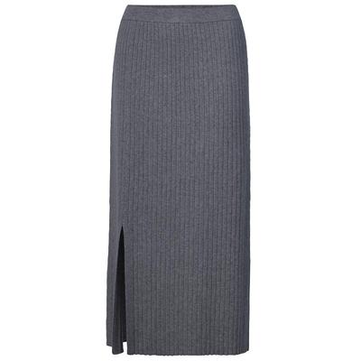 抽条羊绒前侧开叉半身裙