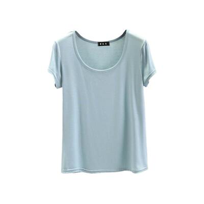 短袖韩版薄款U型领莫代尔女