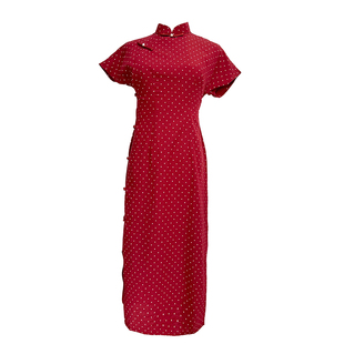 霓时新中式旗袍古法2026新款夏季红色波点年轻日常少女显白连衣裙