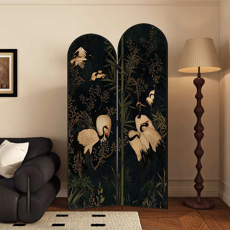 法式中古屏风隔断客厅小户型复古沙发背景折叠移动轻奢高级感折屏