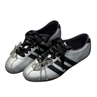三叶草阿迪ins风珍珠蝴蝶结鞋花DIY可拆卸适配德训鞋银色鞋扣配饰