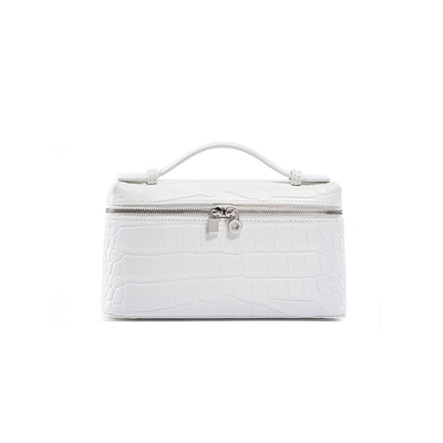 鳄鱼纹饭盒包女真皮手提盒子包