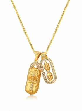 韦雪同款金刚杵貔貅项链女高级秋冬珍珠项链锁骨毛衣链女复古高级