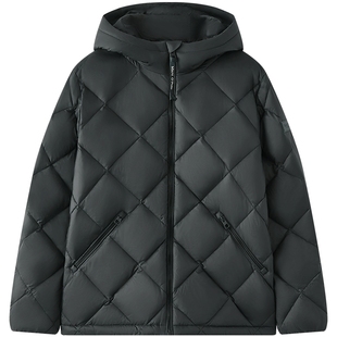 Marc O'Polo/MOP冬季新款气质高级感菱形格保暖连帽羽绒服外套男