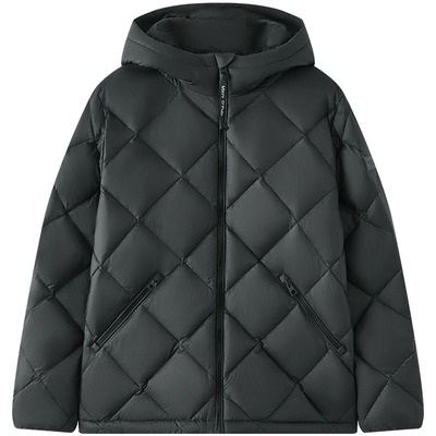 Marc O'Polo/MOP冬季新款气质高级感菱形格保暖连帽羽绒服外套男