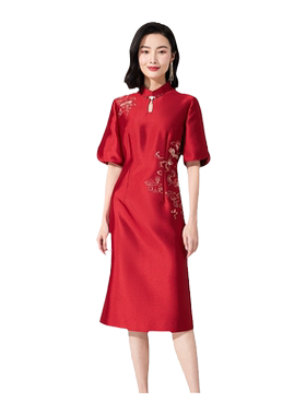 乔万尼气喜宴礼服夏季修身刺绣旗袍连衣裙百搭流行高级感ET2E203