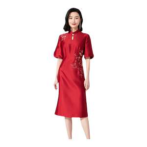 乔万尼气喜宴礼服夏季修身刺绣旗袍连衣裙百搭流行高级感ET2E203