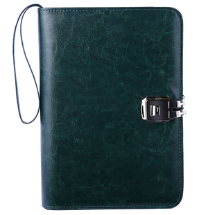 卡诺卡高档密码锁日记本商务a5活页笔记本机密文件夹多功能指纹拉链带锁工作记事本加厚手账本保密本子定制