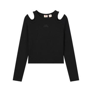 【商场同款】Levi's李维斯女士针织修身休闲露肩圆领长袖T恤002YO