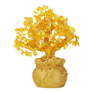 黄水晶摇钱树摆件招财酒柜装饰家居客厅玄关小发财树乔迁开业礼品