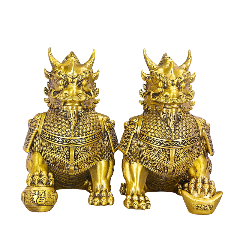 黄铜麒麟貔貅摆件进宝纳福工艺品