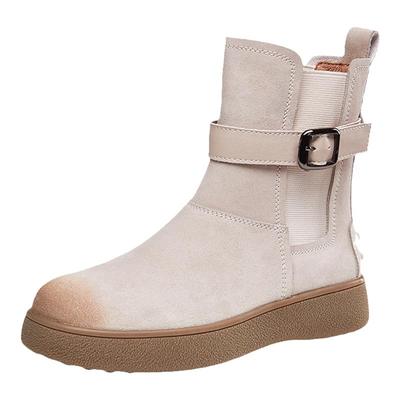 康奈反绒皮短筒厚底雪地靴马丁靴